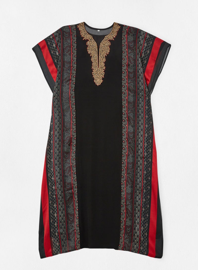 HANA & SARA Printed Embroidered Jalabiya - Image 1