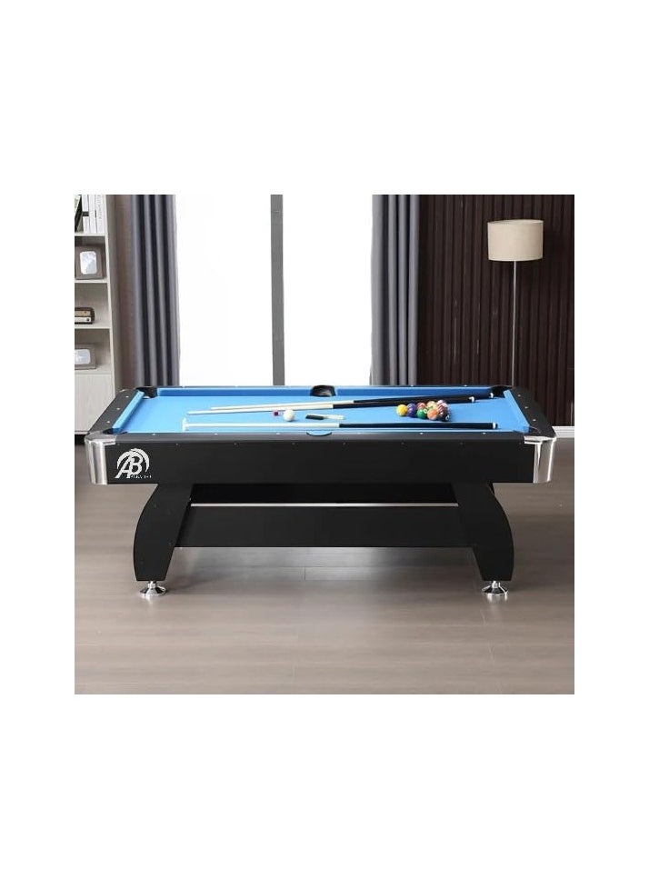 AL BADER 7 ft, 7 Feet Size, Pool Table with Wood Finish - Modern Billiards Table with 2 Cue Sticks, Balls, Rack, Felt Brush and Chalk, Billiard Table (Blue)  - Image 3