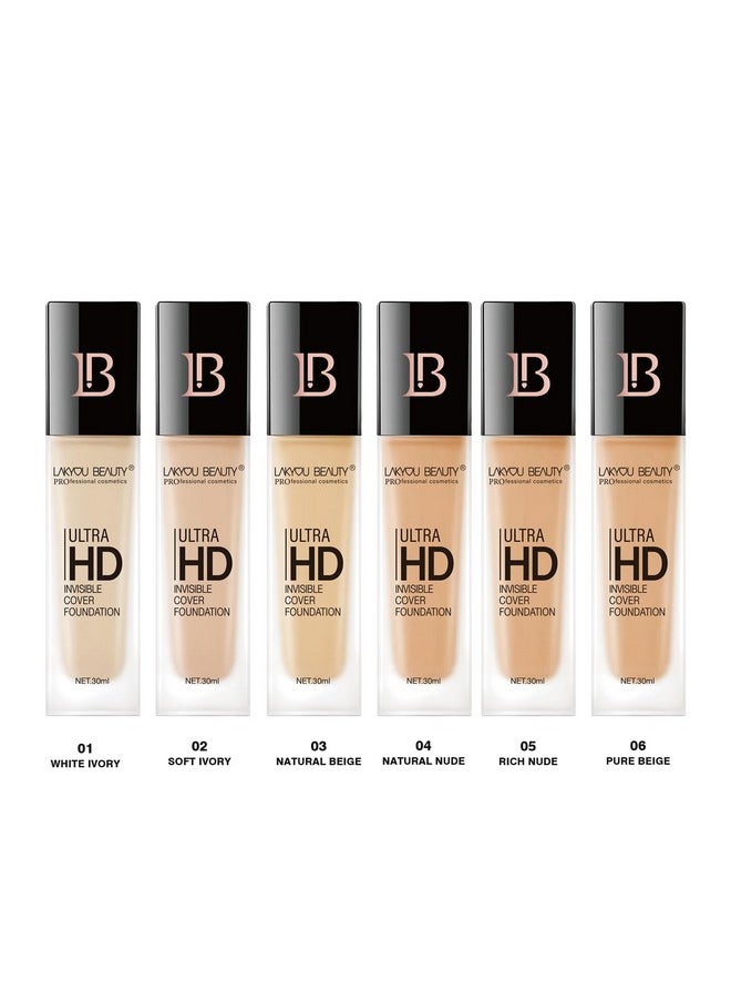 LAKYOU BEAUTY Ultra Hd Invisible Cover Foundation | Seamless Blend | High Definition Finish | Lightweight & Long-Lasting | Shade-04(Natural Nude) | 30Ml  - Image 3