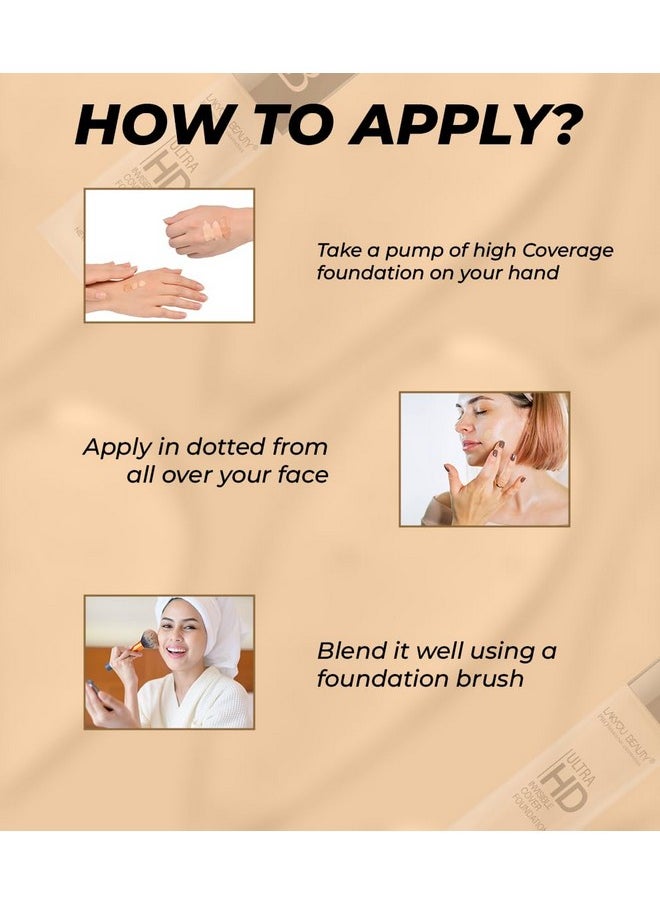 LAKYOU BEAUTY Ultra Hd Invisible Cover Foundation | Seamless Blend | High Definition Finish | Lightweight & Long-Lasting | Shade-04(Natural Nude) | 30Ml  - Image 5