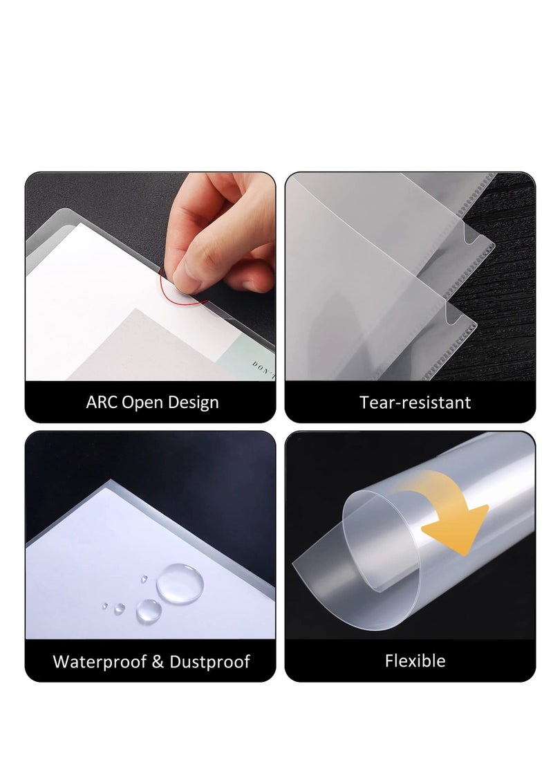 Y&D - 20-Pack Clear Plastic File Folders - L-Type Letter Size Project Pockets for Office & School Transparent Sleeves Folder A4 - Image 1