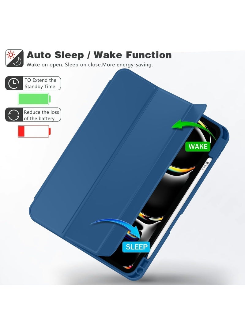 جاجيك Modern iPad Pro 11 Inch Case 2024 (5th Gen, M4) (Navy Blue) – Lightweight Smart Protective Cover with Built-in Pencil Slot, USB-C Pencil Charging Support, Auto Wake/Sleep Feature, Touch ID Access, Magnetic Foldable Trifold Stand for Desk or Travel - Image 2
