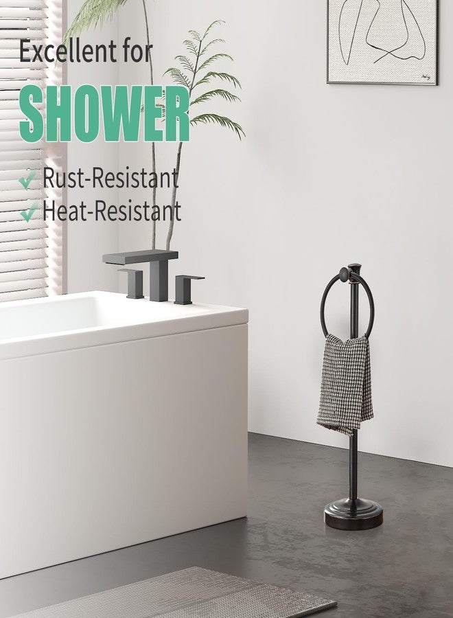 Hoimpro 17 Inch Stand Hand Towel Holder Towel Bar Towel Hanging Ring, Free Standing Floor Hand Towel Rack Storage for Bathroom Kitchen Vanity Countertops, Hardware Accessories(Oil Rubbed Bronze) - Image 3