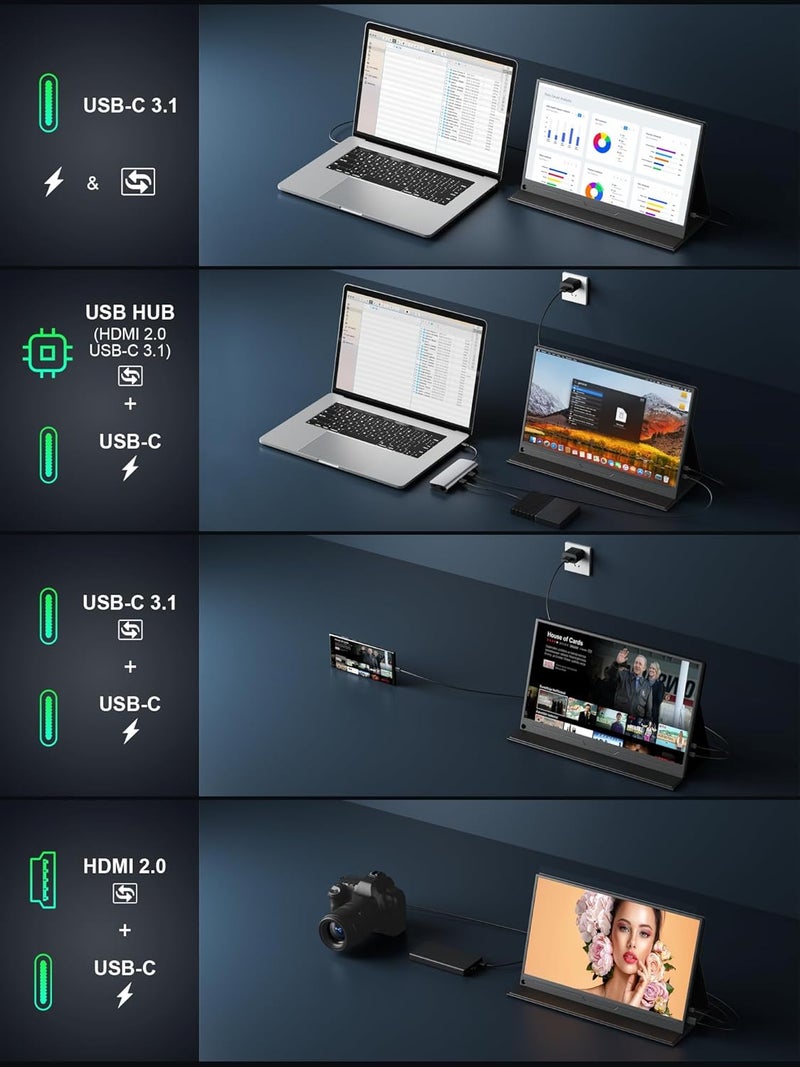 MAGICRAVEN 4K Portable Monitor, 15.6" Laptop Screen, USB C Gaming Computer Display with Speakers, Travel Monitor for Laptop PC Phone PS4/5 Switch XBOX - Image 5