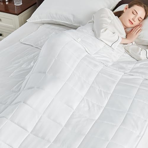 anfie Weighted Blanket Queen/King Size (80"x87" 20lbs),Ultra Soft and Cozy Cooling Weighted Blanket for Adult,Heavy Blanket with Machine Washable Soft Blanket, White - Image 1
