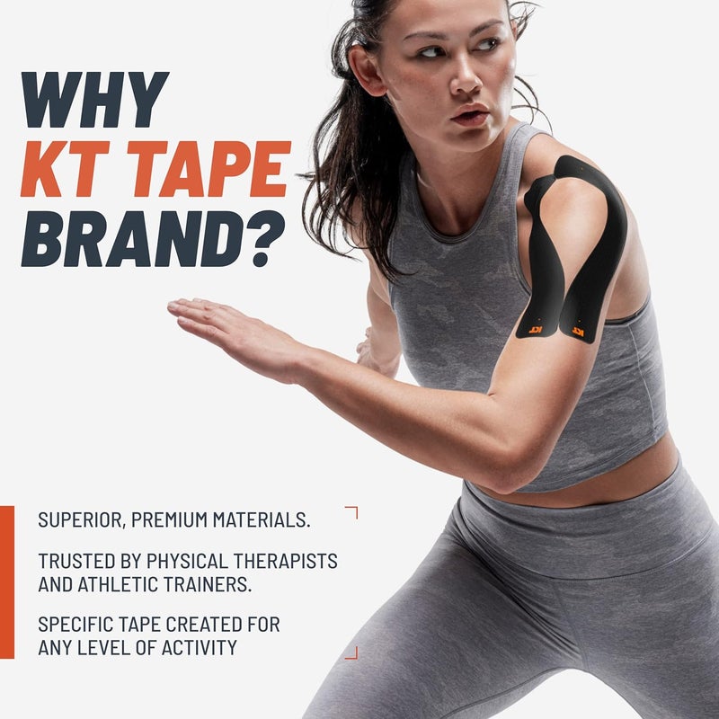 KT TAPE شريط كينيسيوولوجي رياضي مرن من القطن الأصلي، 150 شريط مقصوص مسبقًا بطول 10 إنش - Image 2