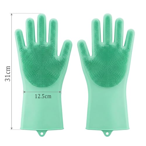 VERAT Kitchen Dishwashing Gloves for Washing Dishes – Reusable Rubber/Silicone Cleaning Gloves for Kitchen, Bathroom & Car Cleaning – Waterproof Household Hand Gloves for Women, Home Essentials (Green) - Image 2