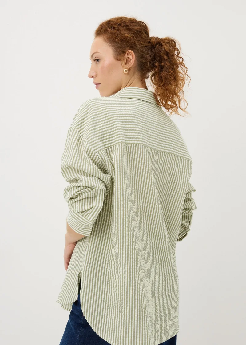 ماتلان Khaki Stripe Seersucker Shirt