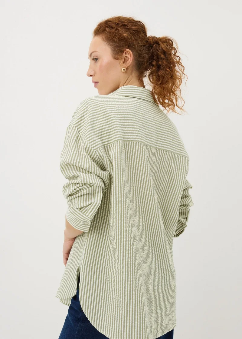 Matalan Khaki Stripe Seersucker Shirt