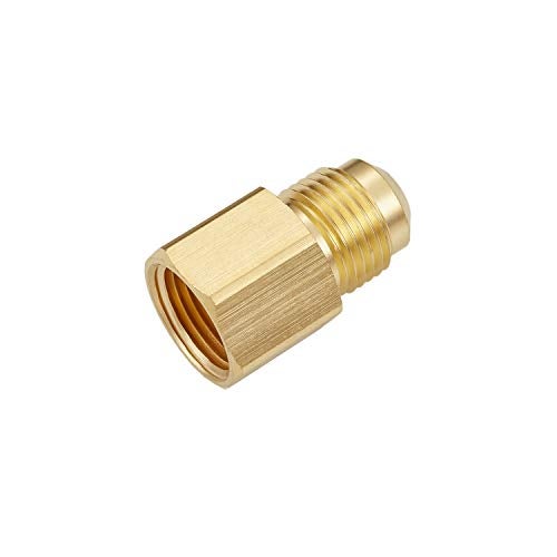 Litorange 2 PCS Brass Flare Tube Fitting Coupling Gas Adapter 3/8" Flare X 1/2" Female NPT Pipe Connector - Image 3