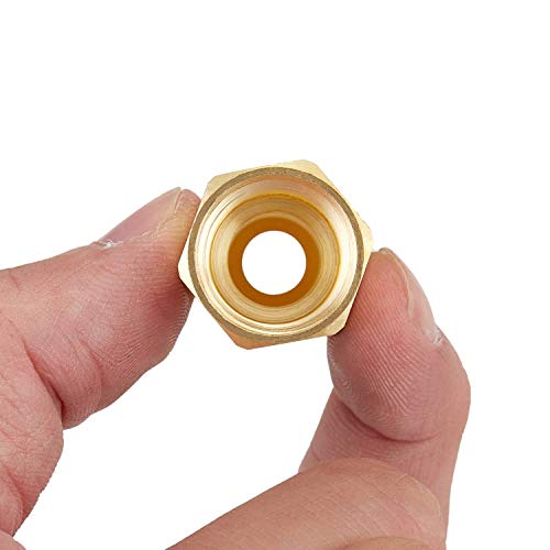Litorange 2 PCS Brass Flare Tube Fitting Coupling Gas Adapter 3/8" Flare X 1/2" Female NPT Pipe Connector - Image 5