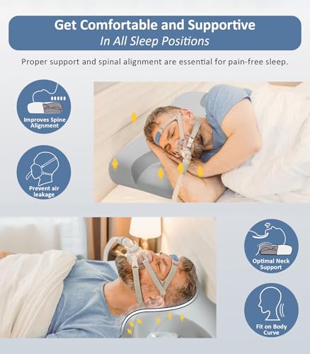 IKSTAR CPAP Pillow for Side Sleeping Relief Neck Shoulder Pain: Neck Support Pillow Reduce Air Leak/Mask Pressure-Memory Foam Pillow with Cooling Pillowcase for Side Back Stomach Sleepers for a Better Sleep - Image 4