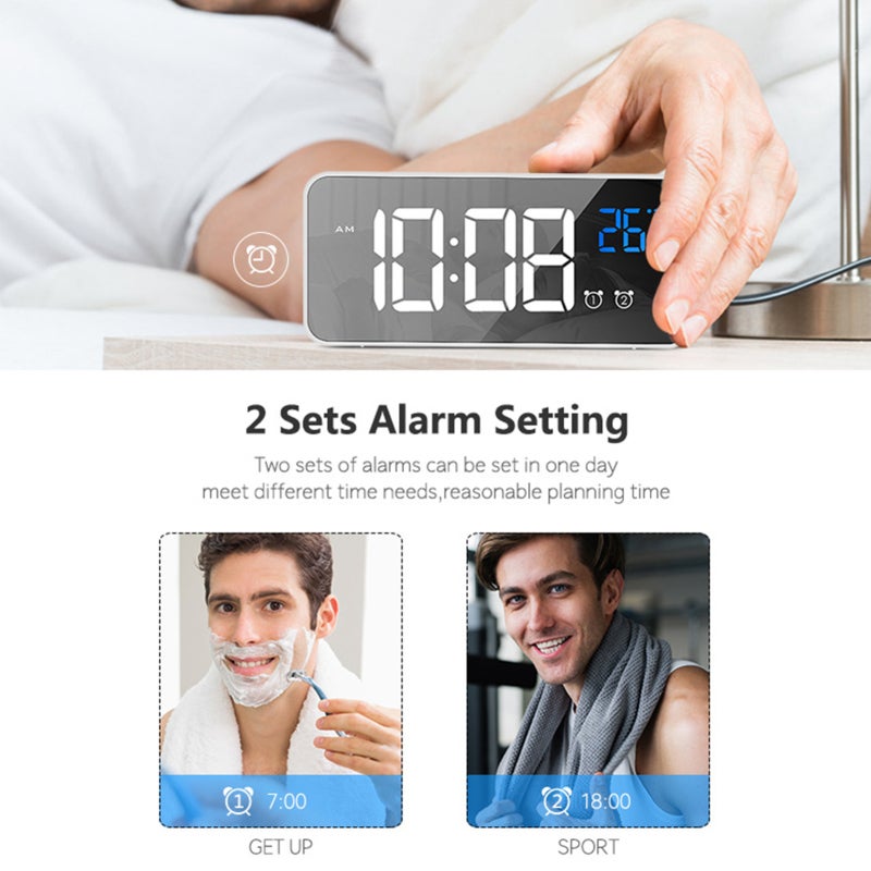 Kids Alarm Clock: Black, Multifunctional With Large LED Display - Voice-controlled Energy-saving Mode, Digital Clock For Bedroom Kids - Image 5