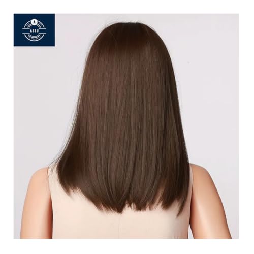ASSU Brown Straight Synthetic Wig with Bangs for Women | Breathable Rose Net Cap, 150% Density | Perfect for Music Festivals & Spring Summer Events| Wig Accessories | Includes WigCap - Image 3