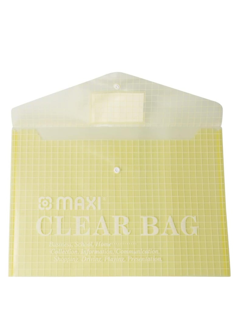 Maxi - Maxi Fool Scap Clear Bag With Name Card Yellow, Document Folders - Image 1