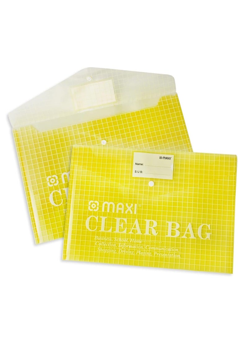 Maxi - Maxi Fool Scap Clear Bag With Name Card Yellow, Document Folders - Image 1