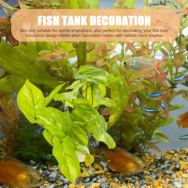 Green Artificial Reptile Plant Decor For Lizard Tank And Turtle Aquarium Landscaping - Image 4