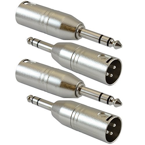 GLS Audio XLR Male to 1/4" Male TRS Adapter Gender Changer - XLR-M to 6.3mm Stereo Coupler Adapters - 4 PACK - Image 1