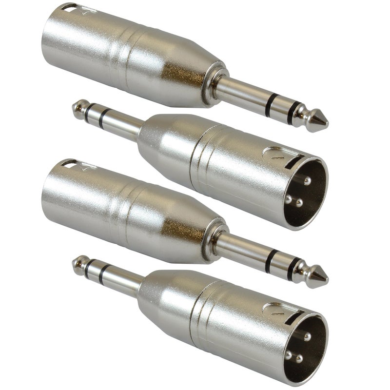 GLS Audio XLR Male to 1/4" Male TRS Adapter Gender Changer - XLR-M to 6.3mm Stereo Coupler Adapters - 4 PACK - Image 5