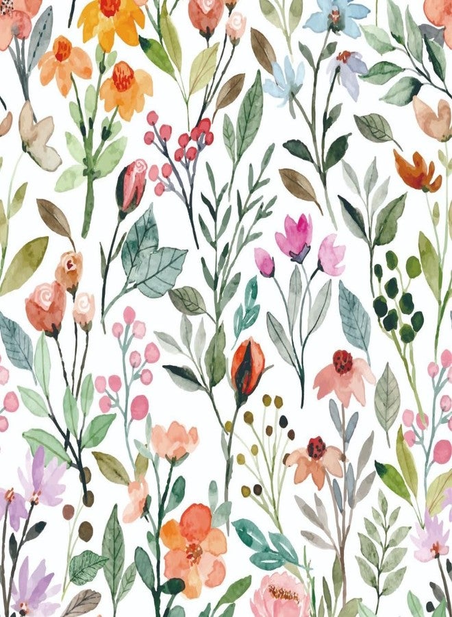 GeRRiT 17.32"x118" Floral Wallpaper Peel and Stick Boho Textured Wall Paper for Bedroom Bathroom Renter Friendly Waterproof Pink Watercolor Modern Wallpaper for Kitchen Cabinet - Image 1