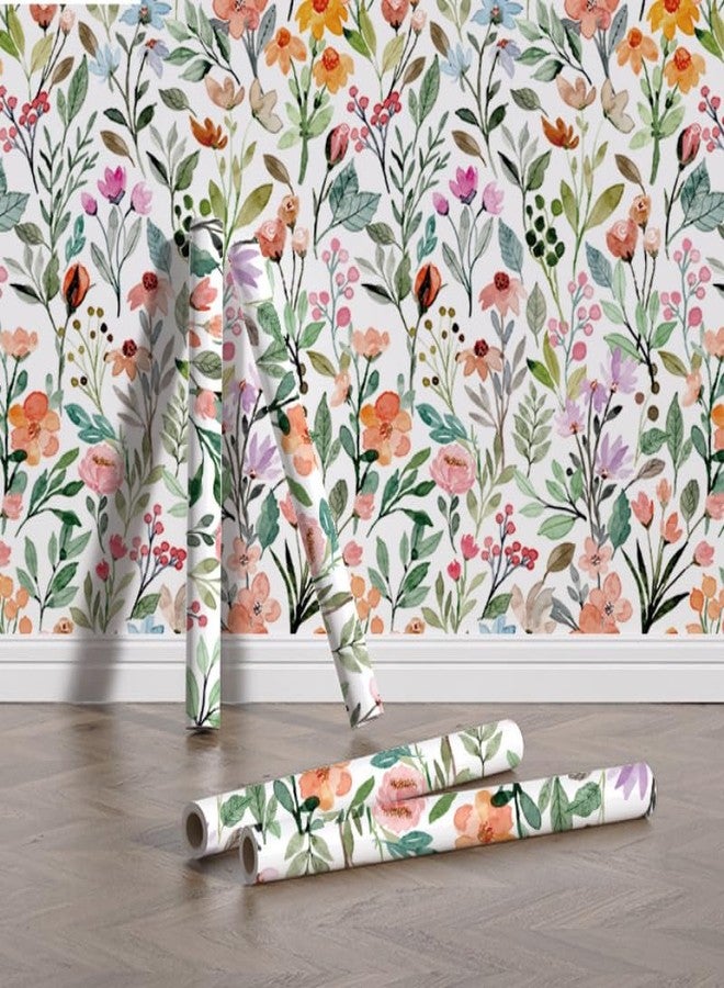 GeRRiT 17.32"x118" Floral Wallpaper Peel and Stick Boho Textured Wall Paper for Bedroom Bathroom Renter Friendly Waterproof Pink Watercolor Modern Wallpaper for Kitchen Cabinet - Image 2
