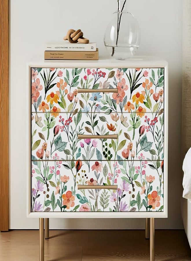GeRRiT 17.32"x118" Floral Wallpaper Peel and Stick Boho Textured Wall Paper for Bedroom Bathroom Renter Friendly Waterproof Pink Watercolor Modern Wallpaper for Kitchen Cabinet - Image 3