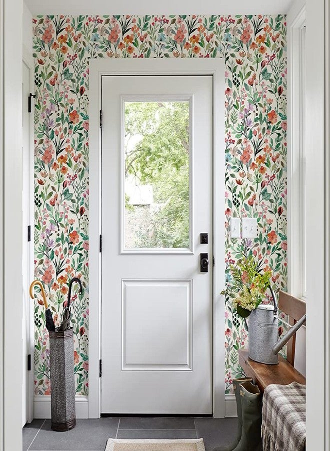 GeRRiT 17.32"x118" Floral Wallpaper Peel and Stick Boho Textured Wall Paper for Bedroom Bathroom Renter Friendly Waterproof Pink Watercolor Modern Wallpaper for Kitchen Cabinet - Image 5
