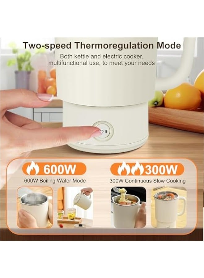 Beauenty 4 in 1 Electric Kettle,0.8L Portable Kettle with Two Temperature Modes for Cooking, Tea, Eggs,5Mins Fast Boiling,600W Stainless Steel Kettle with Detachable Base for Camping, Travel,and Office - Image 4