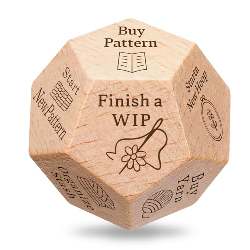 oyeftp Quilters Dice Handmade Wooden Quilting Decision Dice with 12 Engraved Sewing Tasks Fun Quilting Motivation Tool for Quilters Sewists Craft Lovers Easter Basket Stuffers - Image 1