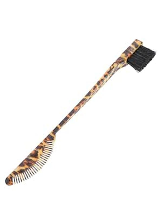 Leopard Print Double End Eyebrow Brush and Comb Professional Travel Makeup Tool - Image 1