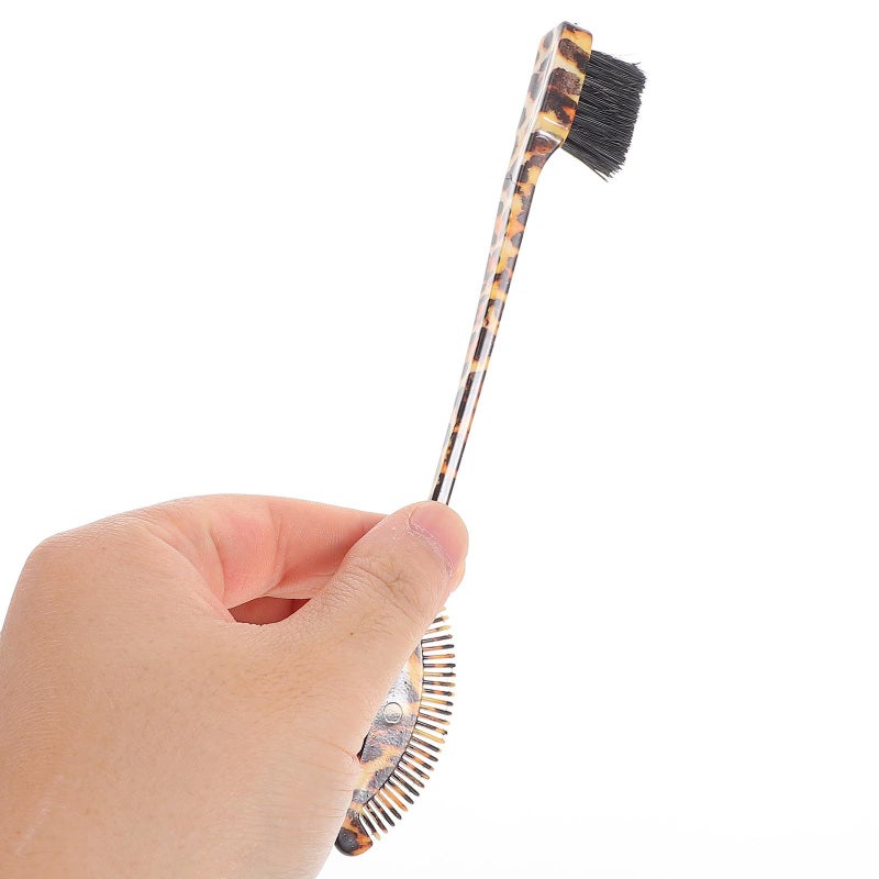 Leopard Print Double End Eyebrow Brush and Comb Professional Travel Makeup Tool - Image 4