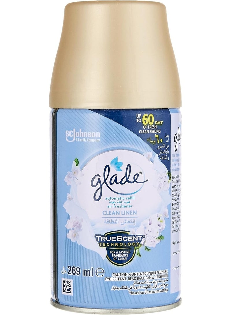Glade Glade Automatic Spray Refill 2 x Clean Linen and 1 x Blooming Peony and Cherry Air Freshener, Automatic Odour Eliminator, Fits Glade Dispenser, Up to 60 Days of Freshness, 3 x 269ml - Image 3