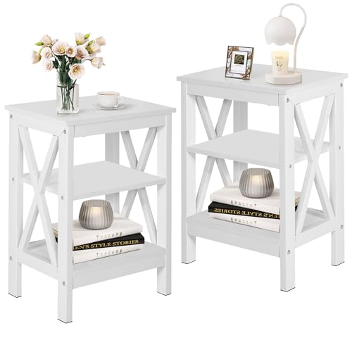 VECELO Modern Nightstands XDesign Side End Table Night Stand with Storage Shelf for BedroomLiving Room