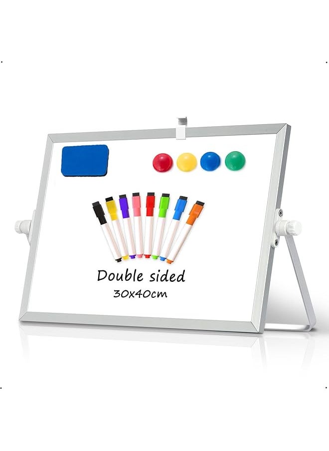 X spring Small Whiteboard With Stand Dry Erase White Board With 8 Whiteboard Markers 4 Suction Blocks 1 Whiteboard Eraser Double Sided Portable White Board Easel 16In 12In  - Image 1