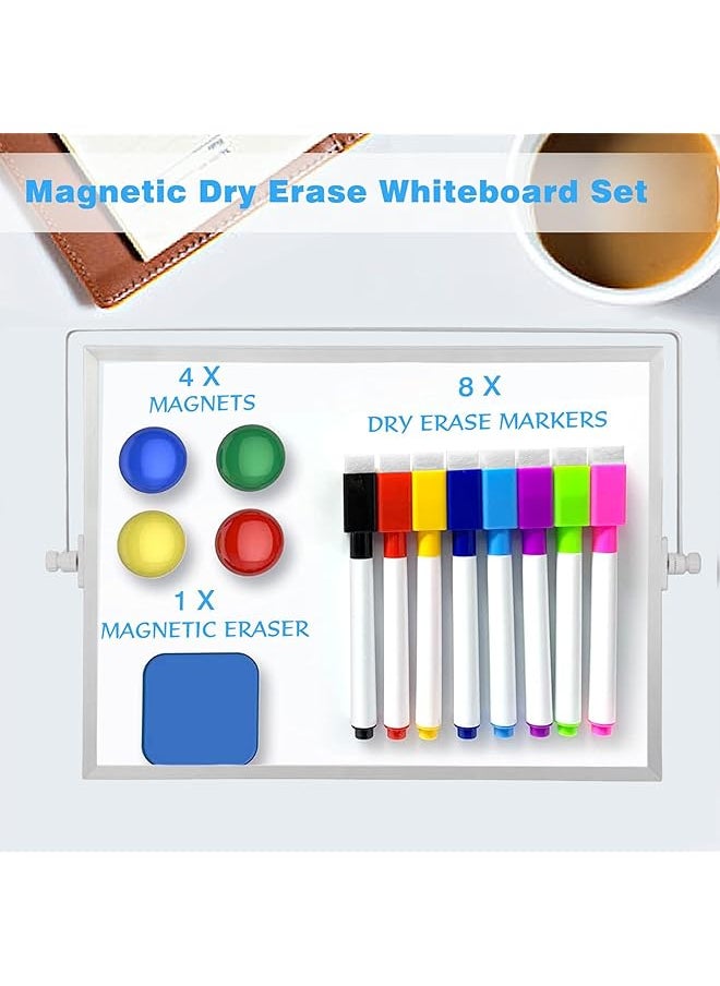 X spring Small Whiteboard With Stand Dry Erase White Board With 8 Whiteboard Markers 4 Suction Blocks 1 Whiteboard Eraser Double Sided Portable White Board Easel 16In 12In  - Image 3