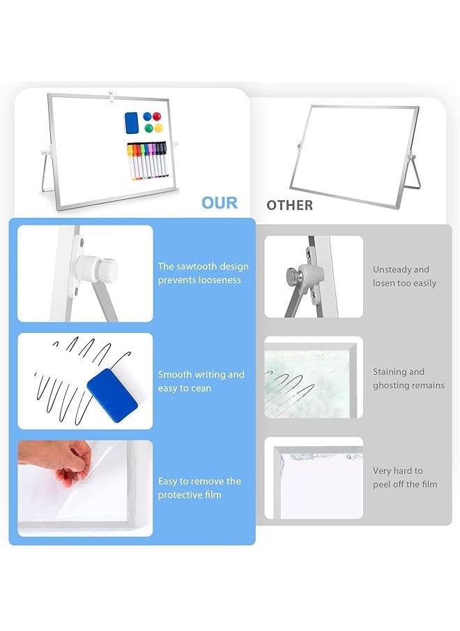 X spring Small Whiteboard With Stand Dry Erase White Board With 8 Whiteboard Markers 4 Suction Blocks 1 Whiteboard Eraser Double Sided Portable White Board Easel 16In 12In  - Image 5