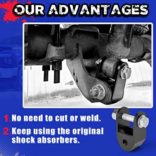 KSP PERFORMANCE KSP Rear Silverado Shock Extender Compatible with Chevy/GMC Lifting for 2-4" in back, Shock Extension for 1999-2024 Silverado Sierra 1500 2WD/4WD 2-4 inch Rear Lifted, 2PC Black Powder Coated Bracket - Image 4