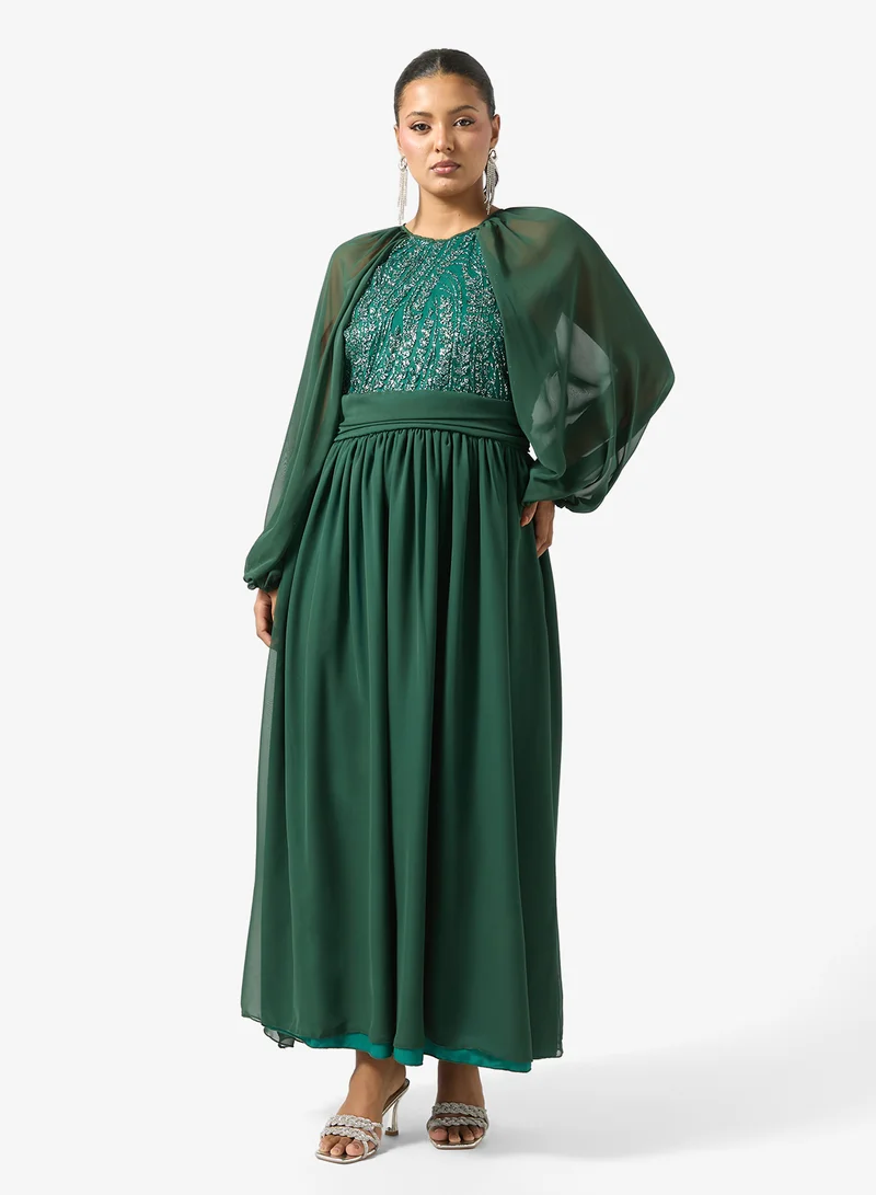 Khizana Plus size A-line Dress With Embellished Bodice