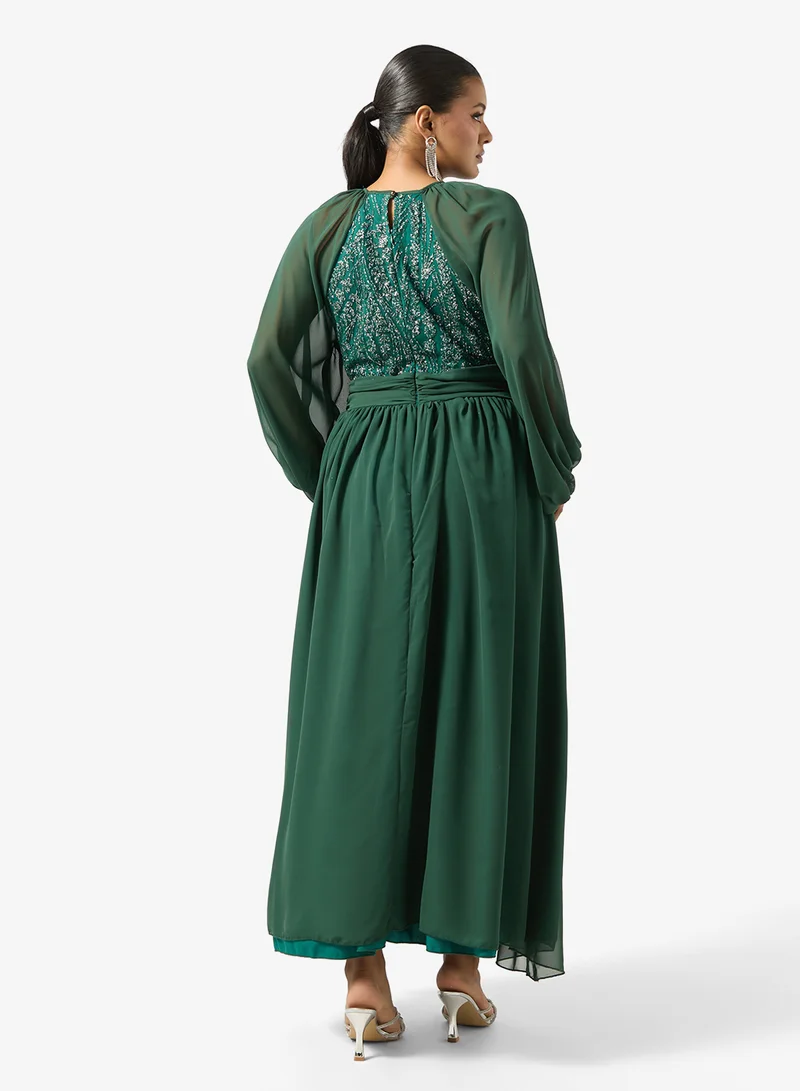 Khizana Plus size A-line Dress With Embellished Bodice
