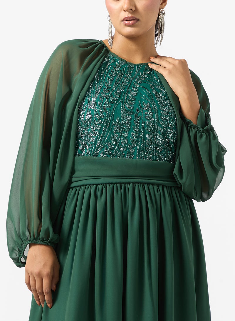 Khizana Plus size A-line Dress With Embellished Bodice - Image 3