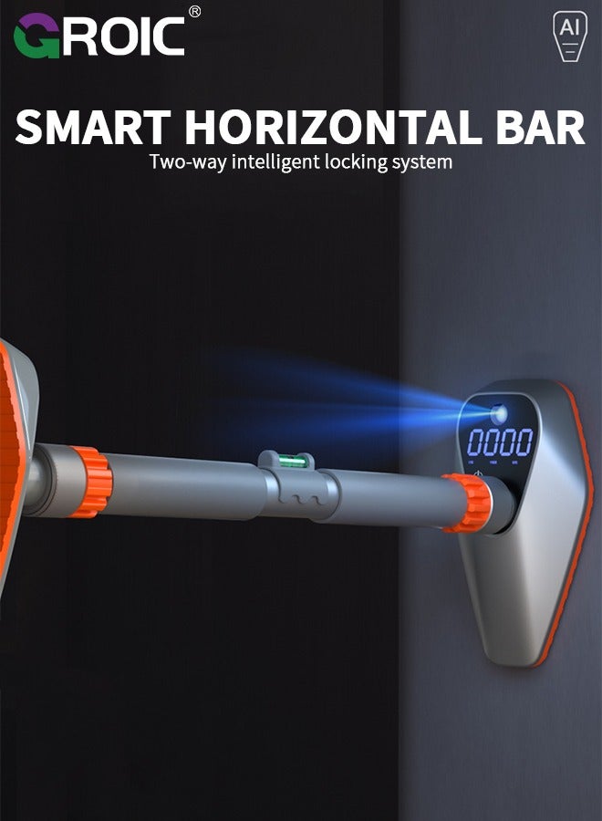 GROIC Pull Up Bar for Doorway, Intelligent Doorway Pull Up Bar 74-97cm with Digital Rep Counter, Calorie, Workout Timer, AI Voice Warning & Level Vial, Door Pull Up Bar, Home Chin Up Bar, Supports 750 kg - Image 2