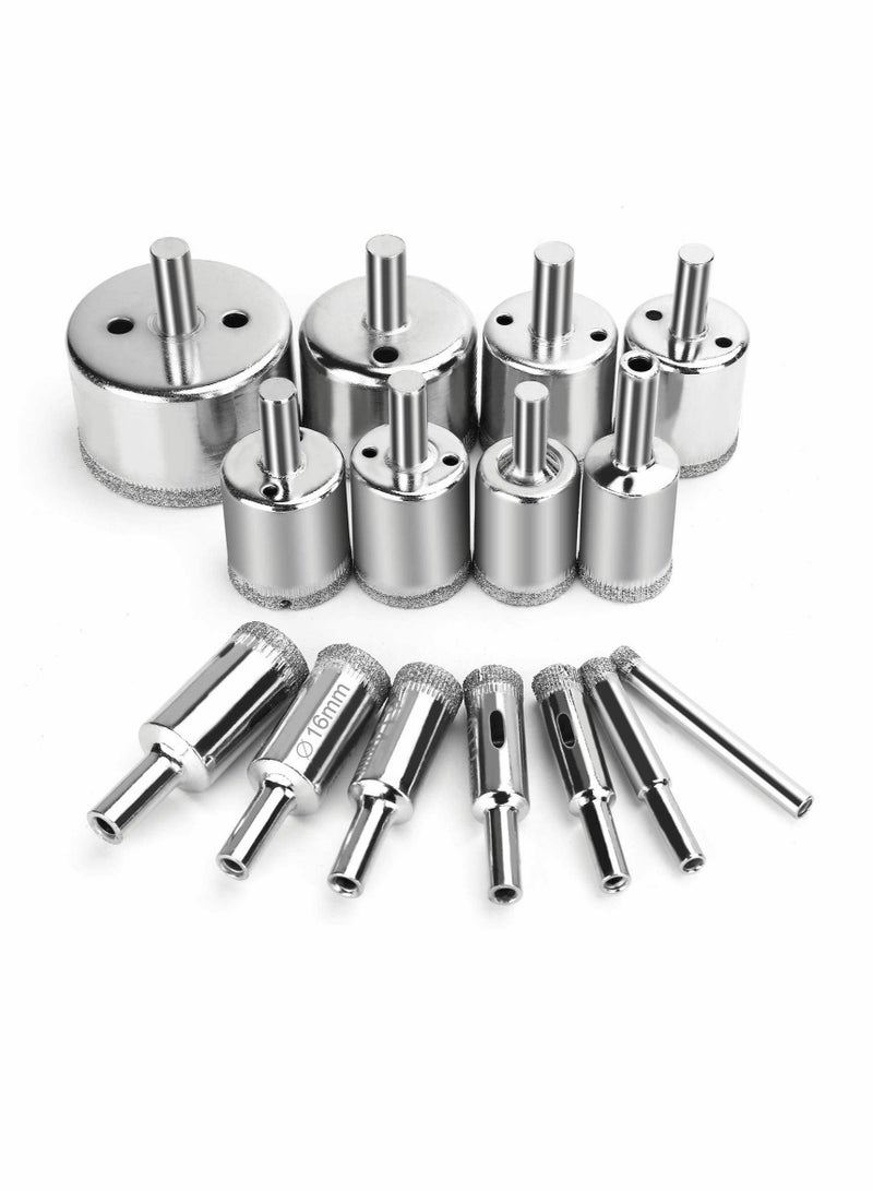 Excefore Diamond Drill Bits, Diamond Hole Saw Drill Bit Set Kit, High Quality Glass Drill Bit for Bottles,Pots, Marble, Granite Stone, Tile Cutting 0.23 Inch - 2 Inch（6mm - 50mm）15 Pcs  - Image 1