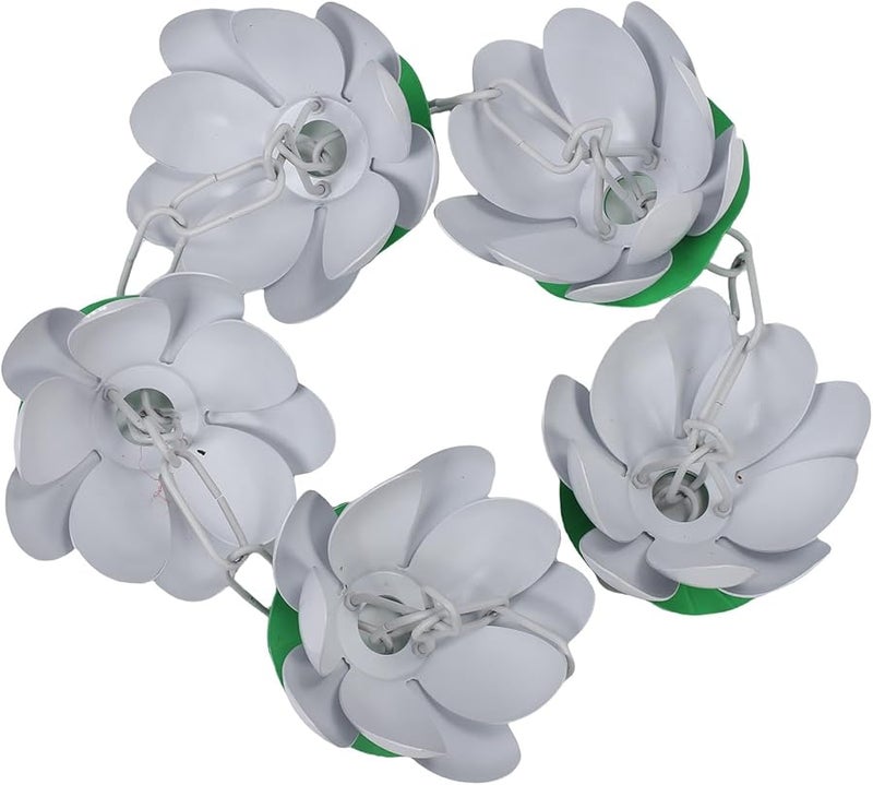 سلسلة مطر من الألومنيوم أبيض اللون بطول 110 سم مع 5 زهور وخطاف لمزاريب السقف - Image 5