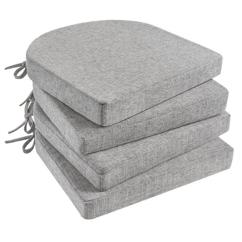 Basic Beyond Chair Cushions for Dining Chairs 4 Pack Memory Foam Chair Cushion with Ties and Non Slip Backing 16 x 16 inches Chair Pads for Dining ChairsLight Grey
