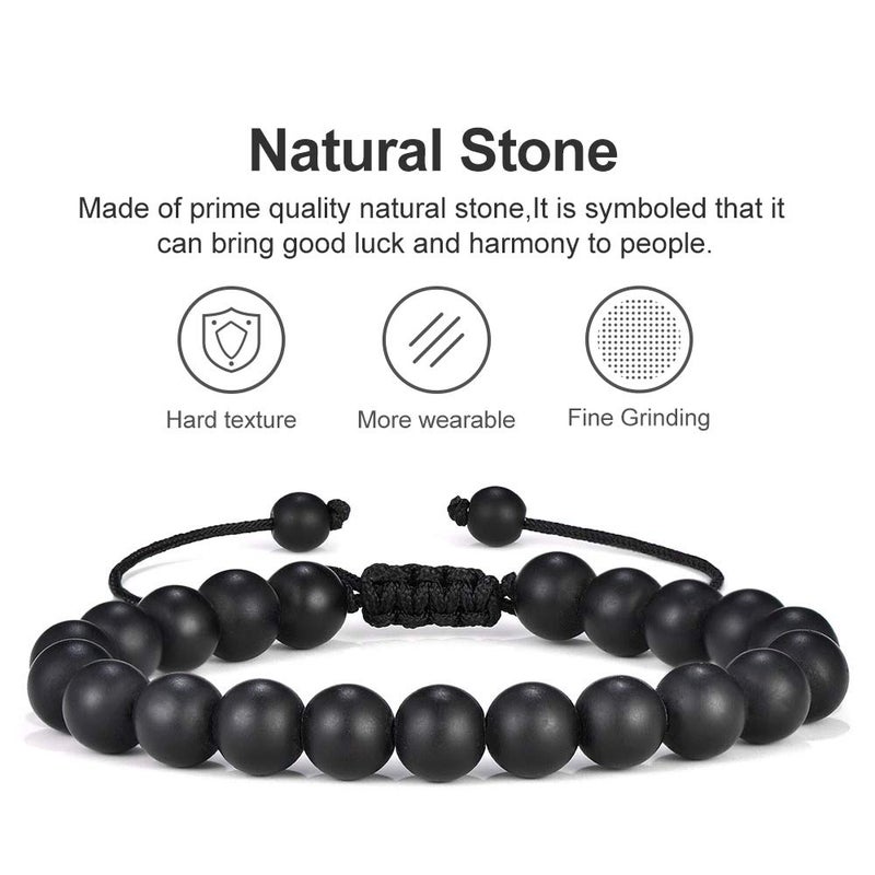 M MOOHAM Gifts for Men Bracelets - Beaded Lava Rock Stone Tiger Eye Mens Bracelets Gifts for Dad Grandpa Father Grandfather - Image 4