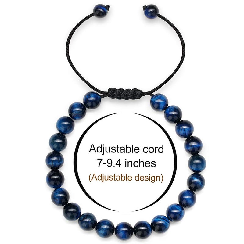 M MOOHAM Gifts for Men Bracelets - Beaded Lava Rock Stone Tiger Eye Mens Bracelets Gifts for Dad Grandpa Father Grandfather - Image 3
