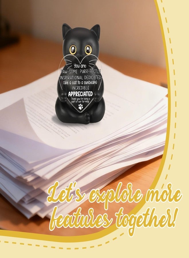 FOUGSTA Super Adorable Black Cat Resin Figurine, Appreciation Gift for Teacher and Mentor, Motivational Desk Decor for Cat Lovers, Heartwarming Present for Team Member, XXS57 - Image 4