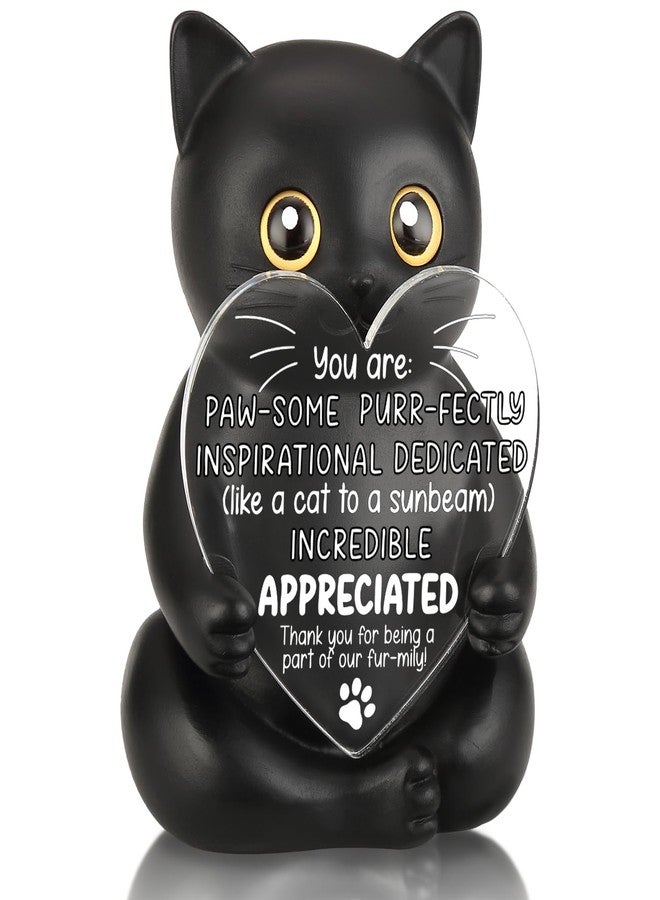FOUGSTA Super Adorable Black Cat Resin Figurine, Appreciation Gift for Teacher and Mentor, Motivational Desk Decor for Cat Lovers, Heartwarming Present for Team Member, XXS57 - Image 1