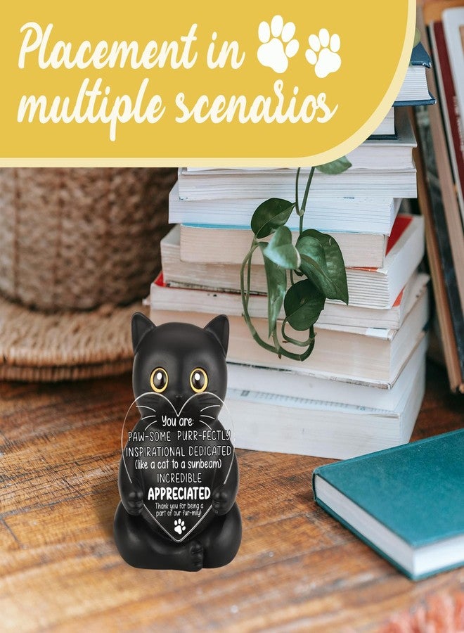 FOUGSTA Super Adorable Black Cat Resin Figurine, Appreciation Gift for Teacher and Mentor, Motivational Desk Decor for Cat Lovers, Heartwarming Present for Team Member, XXS57 - Image 3