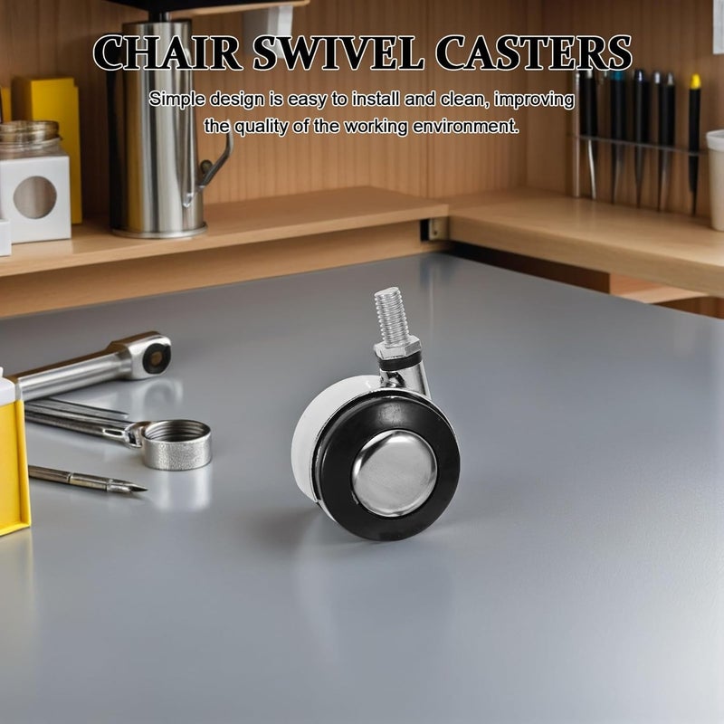 4pcs Office Chair Replacement Wheels - Universal Swivel Caster Wheels M8 Threaded Small Casters Desk Chair Parts Easy Installation for Home Office Hard Floor and Carpets - Image 5